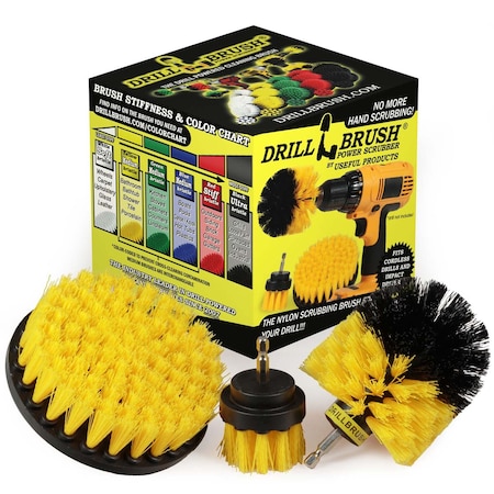 Drill Brush Power Scrubber By Useful Products 5 in W 5 in L Brush, Yellow Y-S-52O-QC-DB
